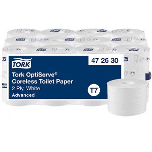 Tork Toilettenpapier OptiServe Coreless Advanced, 472630, T7, 2-lagig, Recycling, 820 Blatt, 24 Rollen