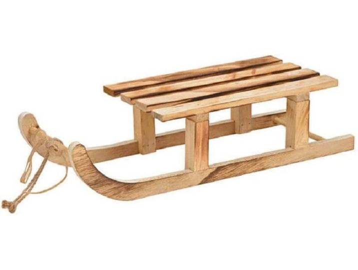 Weihnachtsfigur Aufsteller Schlitten , braun (hellbraun), B:42cm H:10cm, Dekofiguren, Weihnachtsfigur