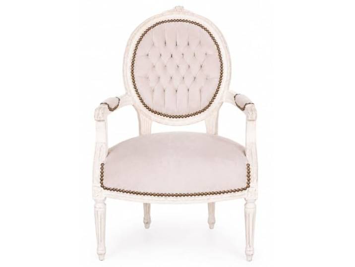 Romantischer Armlehnsessel im Shabby-Chic-Stil mit handgeschnitztem Holzrahmen cat-78 Palazzo Exklusiv