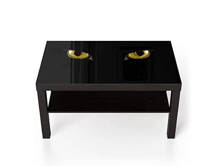 DEQORI Glastisch schwarz groß 90x50 cm Motiv Unheimliche Katzenaugen ausgefallener Beistelltisch aus Glas Hochglanz Couchtisch fürs Wohnzimmer moderner Couch Tisch mit Design