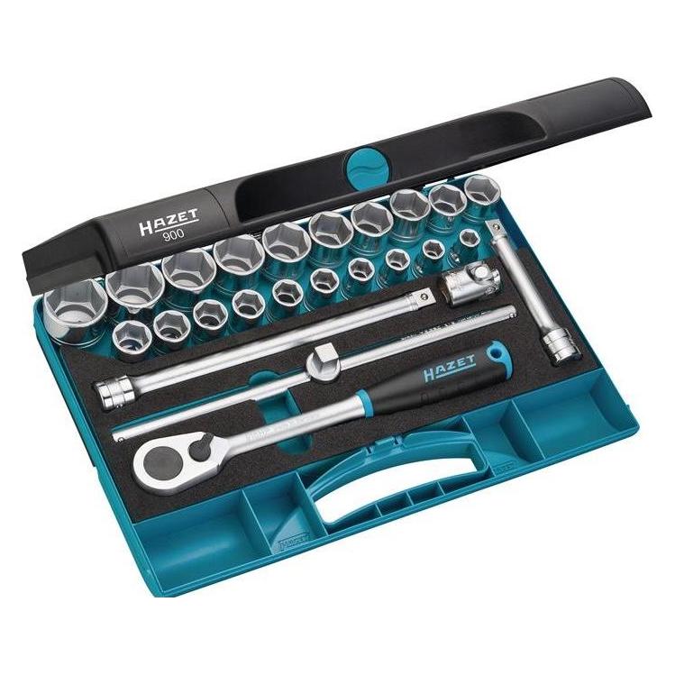 Hazet Steckschlüssel Satz 900 Vierkant12,5 mm (1/2 Zoll) Aussen Sechskant-Tractionsprofil 10 -... (900 4000896042685)