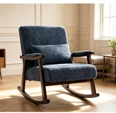 Kodotan sofa Mid Century Modern Accent Chair rocking chair with Solid Wood Frame, Upholstered Living Room Chair, Reading Armchair