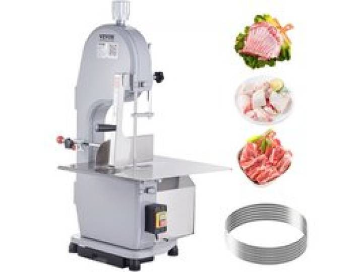 VEVOR Scie à os de boucher électrique commerciale, scie à ruban pour os 1100 W, scie pour viande et os congelés avec 5 lames, table 490 x 380 mm, épaisseur de 4-200 mm pour supermarché, restaurant