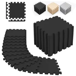 Relaxdays Bodenschutzmatte Fitness Set 30x30 cm Schwarz