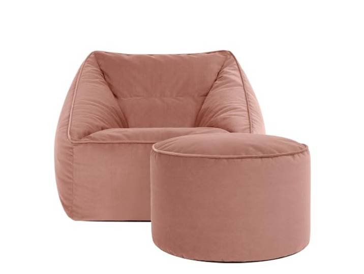 Icon Natalia Samt Sitzsack Sessel und Sitzpuff mit Füllung, Rosa In Deutschland Hergestellt, Sitzsack Erwachsene, Flauschiger Samtstoff, Bequemer Sessel für Wohnzimmer und Schlafzimmer