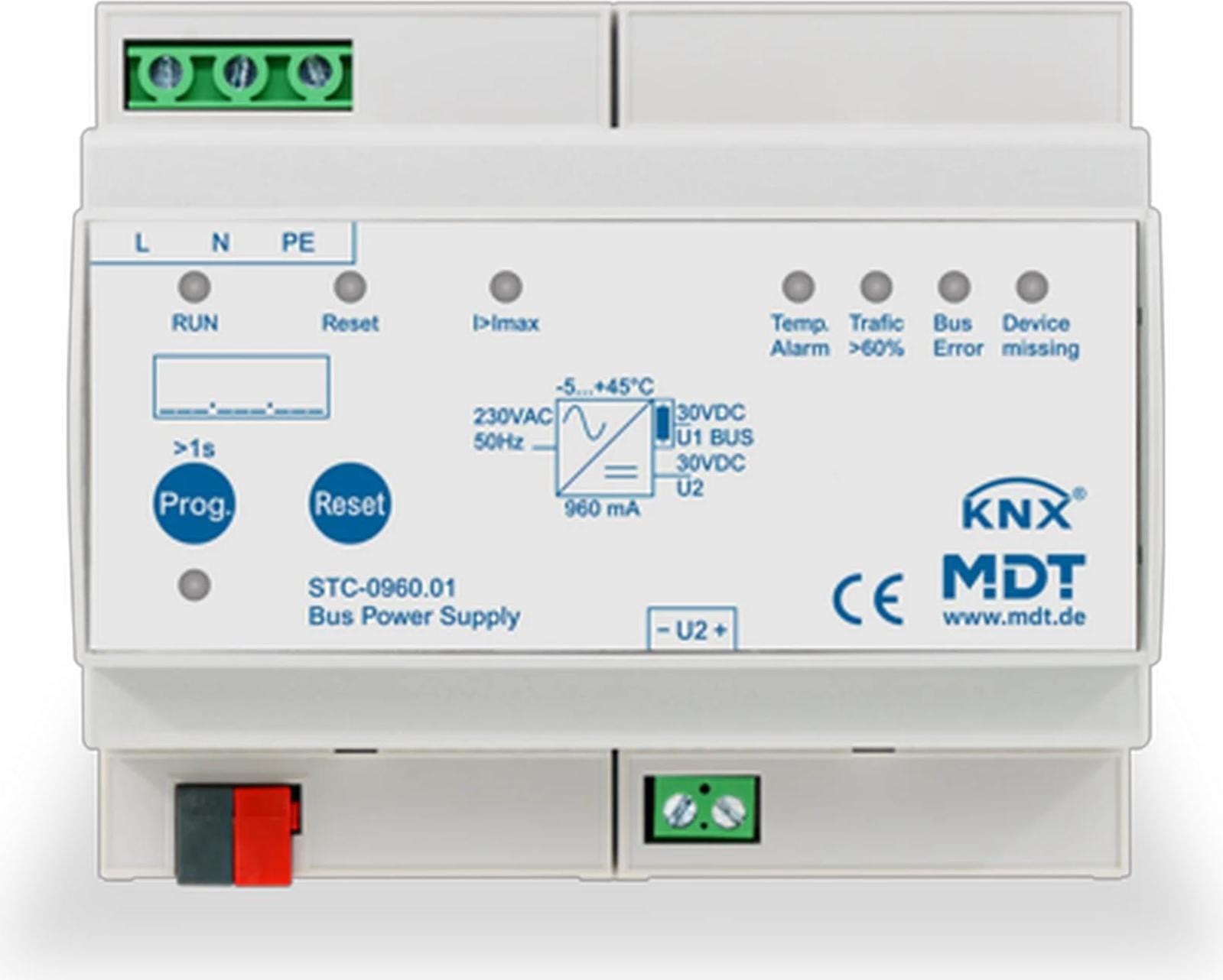 MDT KNX-voeding met diagnosefunctie, 1280 mA