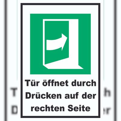 HB-Druck Tür öffnet durch Drücken auf der rechten Seite A5 (148x210mm) Schild