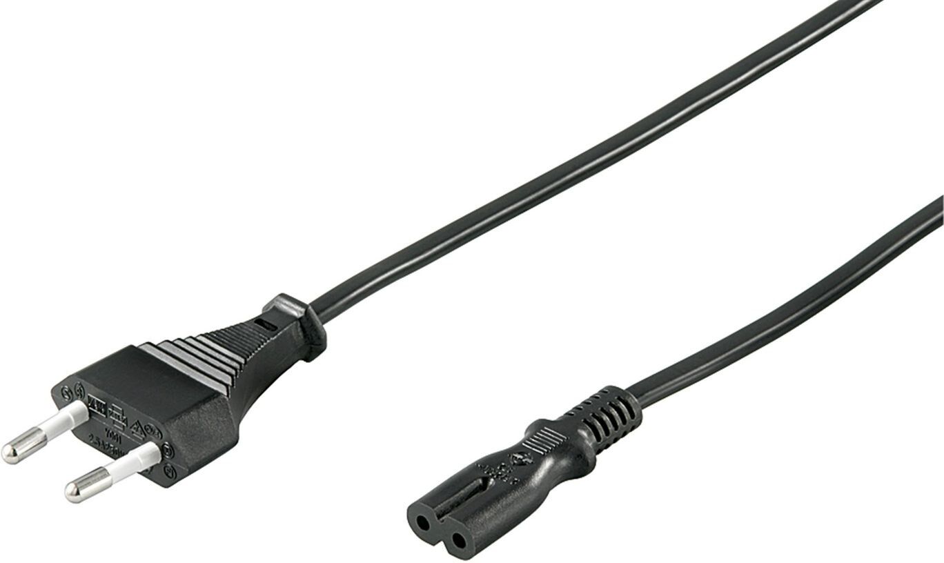 Microconnect Euro 2-Pin CEE 7/16 to C7 Figure-of-Eight Power Cord 1.8m Black