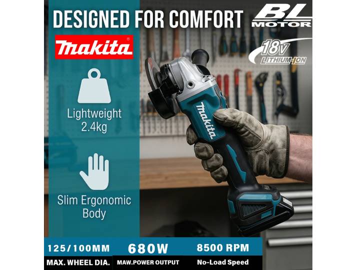 Makita DGA404 18V 125mm Outil de ponçage sans fil, Meuleuse d'angle électrique sans balais