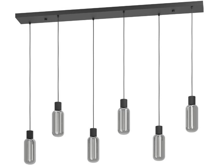 EGLO Hängeleuchte MAIONE Pendellampe - Stahl - E27 - 6X4W - IP20 , schwarz, 6, H: 110cm, 1 Stk., Leuchten, Hängelampe, Deckenlampe, Wohnzimmer, Esszimmer, L138 x B14 x H110 cm, Hängeleuchte