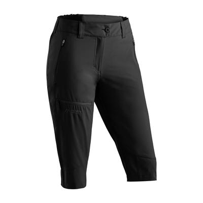 Outdoorhose MAIER SPORTS "Lulaka Capri Loop", Damen, Gr. 48, Normalgrößen, schwarz, 100% Polyester, Hosen Outdoorhose, Damen Wanderhose, elastische Funktionshose mit 3 Taschen, Regular Fit