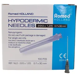 Romed Injektionskanülen Einmalkanülen, steril, 100 Stück 22 G schwarz 0,7 x 30 mm