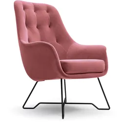 SESSEL SEDUTA, Modern Polstersessel Loungesessel, Velours-Stoff Rosa