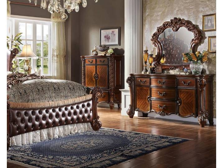 JVmoebel Schminktisch Antike Holz-Kommode mit elegantem Spiegel in Barock-Ästhetik (Set, 1-St), Made in Europa