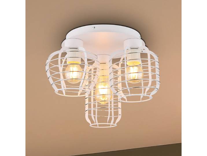 Plafonnier Sand Ø 38cm Blanc Fer / Chrome / Aluminium, laqué LED E27
