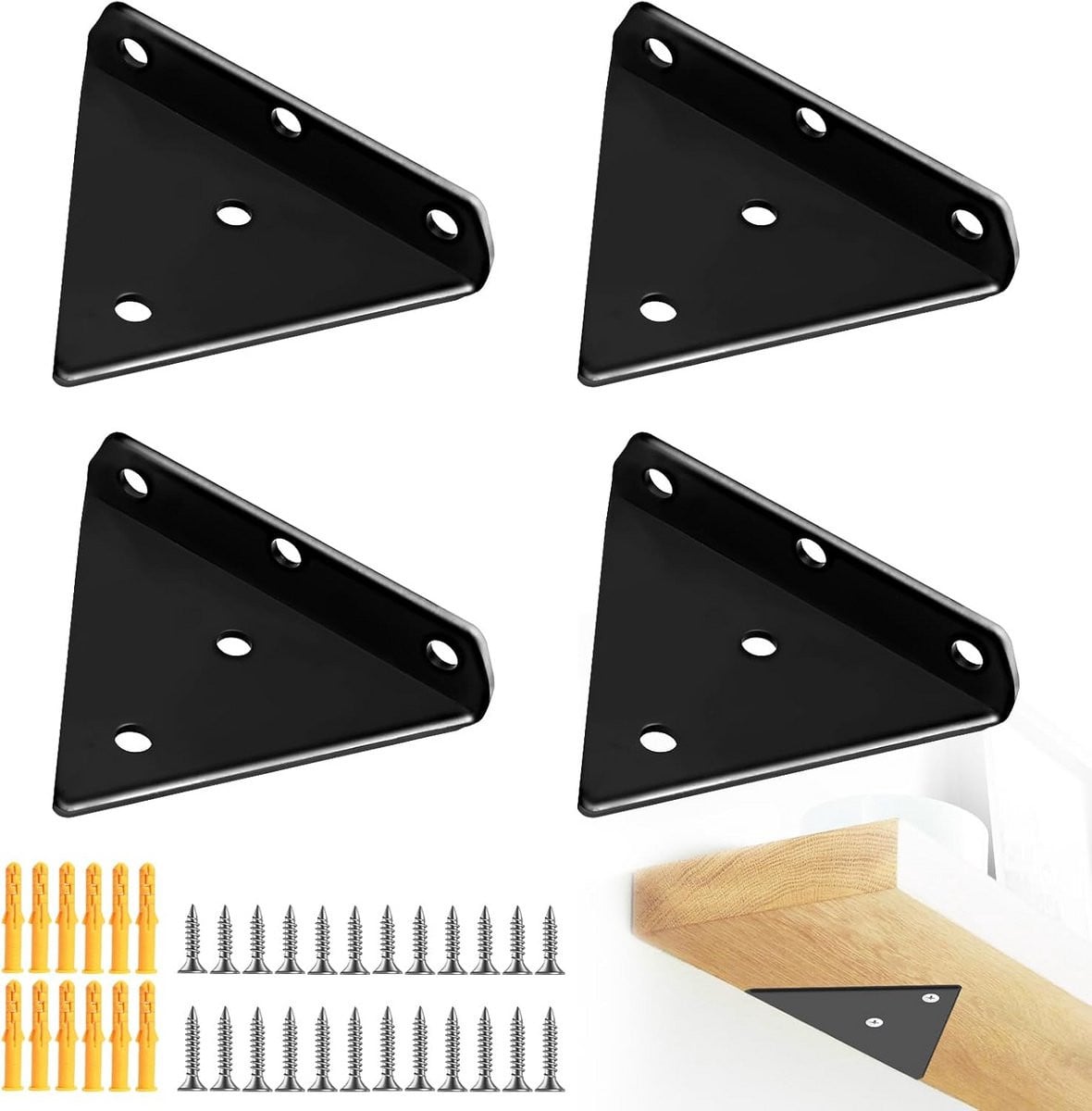 4x Onzichtbare Plankdragers Driehoekig voor Zwevende Plankmontage, 80 x 100 mm