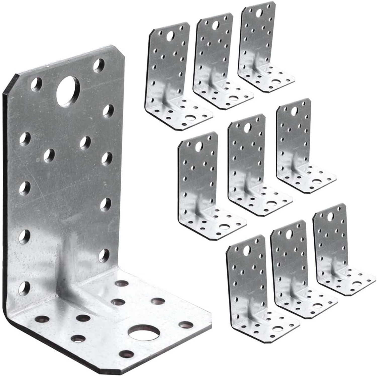 10x Hoekverbinder met Versteviging van Verzinkt Staal (90x50x55x2mm)