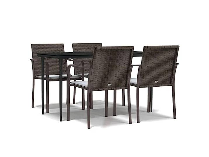 PUGYNBK Esszimmer-Set für den Garten, 5-teilig, aus synthetischem Rattan, Stahl