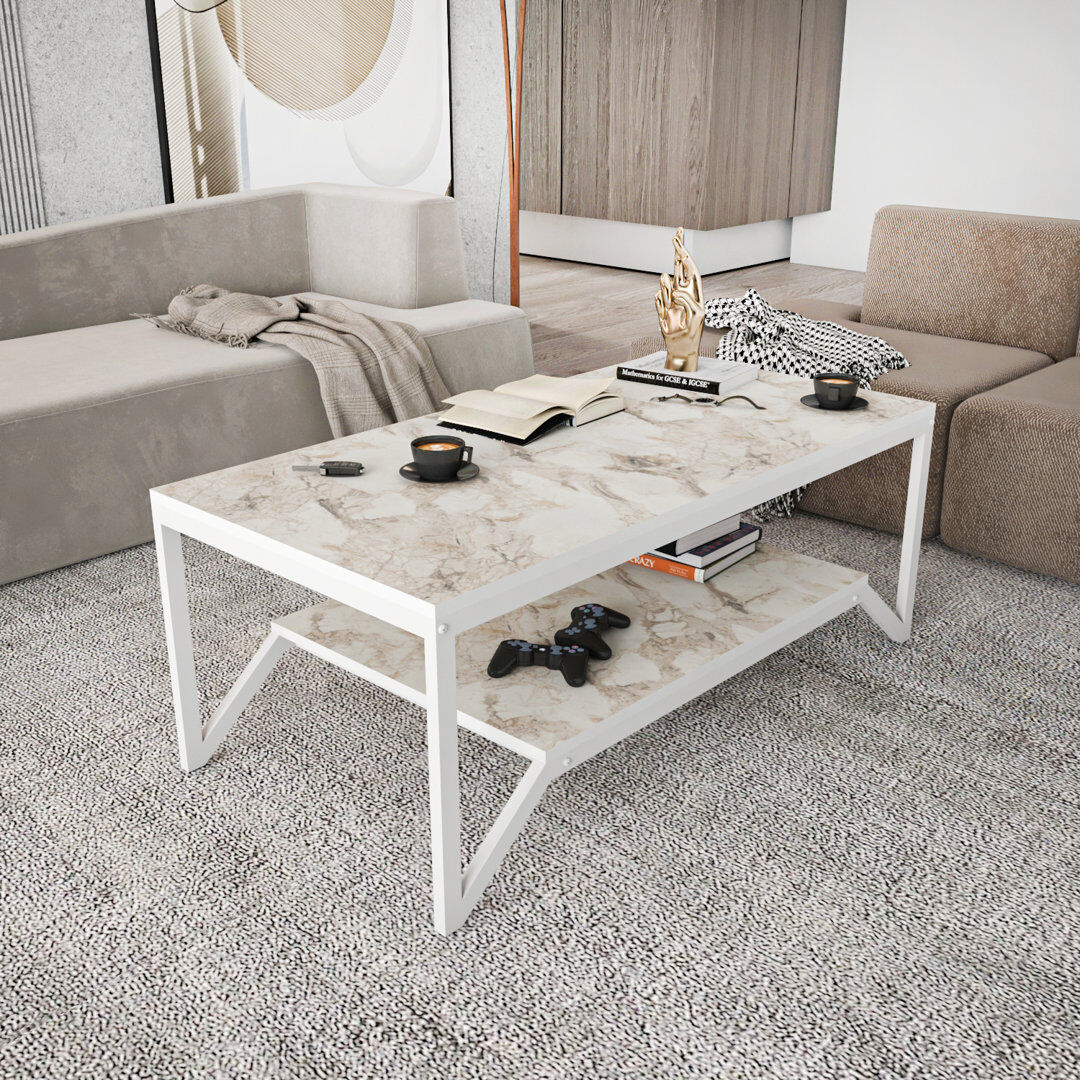 Wade Logan Sigel 120cm W Rectangular Coffee Table White 46cm H X 120cm W X 60cm D