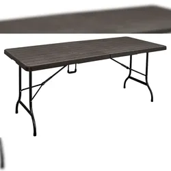 DELUKE Gartentisch MELVIN Holz-Optik - Kunststoff, Braun, 180x75x72cm | Klapptisch Esstisch Wetterfest Outdoor Tisch