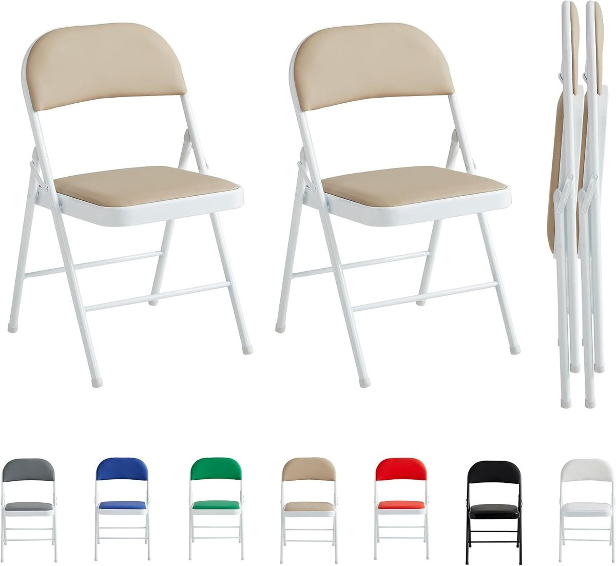 Set beige opvouwbare klapstoelen voor volwassenen