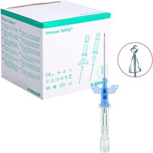 B.Braun Kanülen Introcan Safety-W PUR, 50 Stück, 22G x 1,0 Zoll, blau, sterile Verweilkanüle
