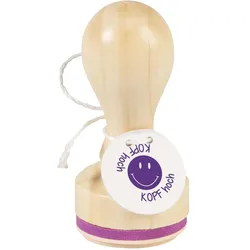 3x Heyda, Stempel, Motivstempel rund 'Kopf hoch' 3,2cm