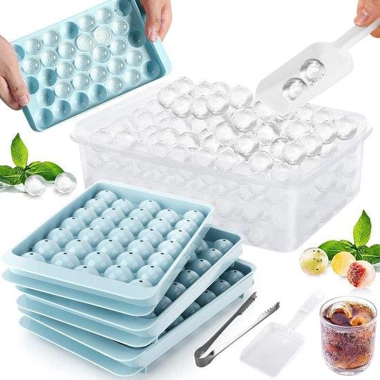 Benza Ibenzoa 6-delige set mini-ijsbolvormen met deksel en tang, BPA-vrij ABS/PP