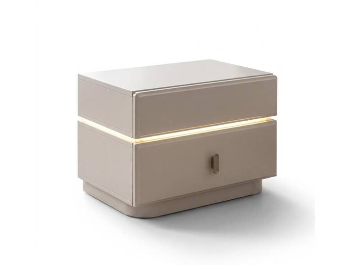 JVmoebel Nachtkonsole Moderner Nachttisch Beige Elegant Stilvoll Schublade Nachtkommode LED, Made in Europa