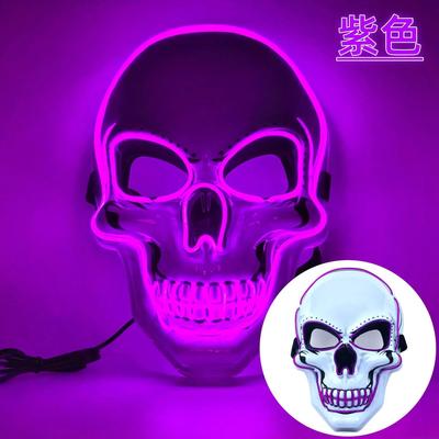 Uplifted Finds Halloween Adult Purification Mask LED Glowing Skull Terror Mask Cold Light purple