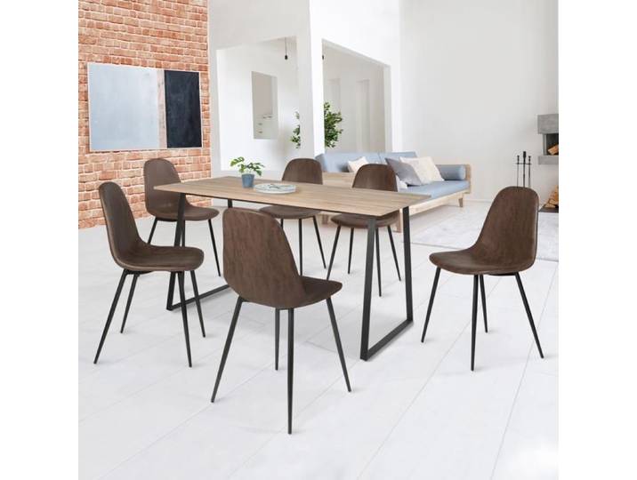 IDMARKET Lot de 6 chaises de salle à manger DALI vintage marron