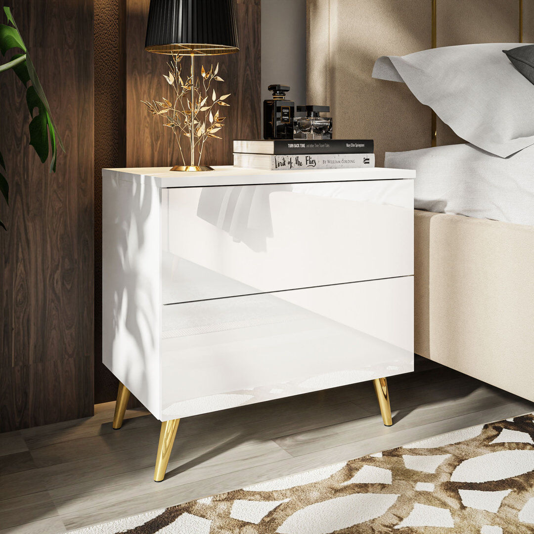 George Oliver Istanbul 55 cm W Bedside Table White 55cm H X 55cm W X 37cm D