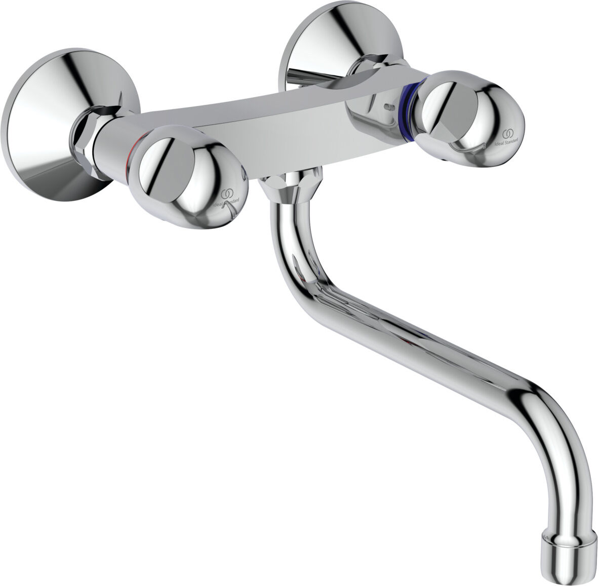Ideal Standard robinet de cuisine Alpha B2042AA chrome, montage mural, saillie 268 mm