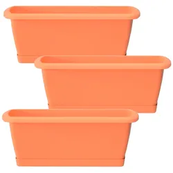WellHome - 3er-Set Respana-Pflanzgefäße mit Kunststoffständer in Terrakottafarbe 49x18,4x14,5cm