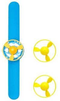 United SkySpin Kids Flying Saucer Launcher Bracelet Toy Set For Active Outdoor Play blue