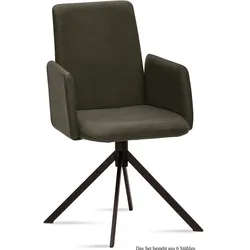 ARMLEHNSTUHL (6er-Set) Drina 52x92x60 Schwarz/Khaki