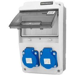 Baustromverteiler XS 2x230V 16A Inspektionsfenster Stromverteiler ohne Sicherungen kompakter Stromverteiler Doktorvolt DV-6791-D