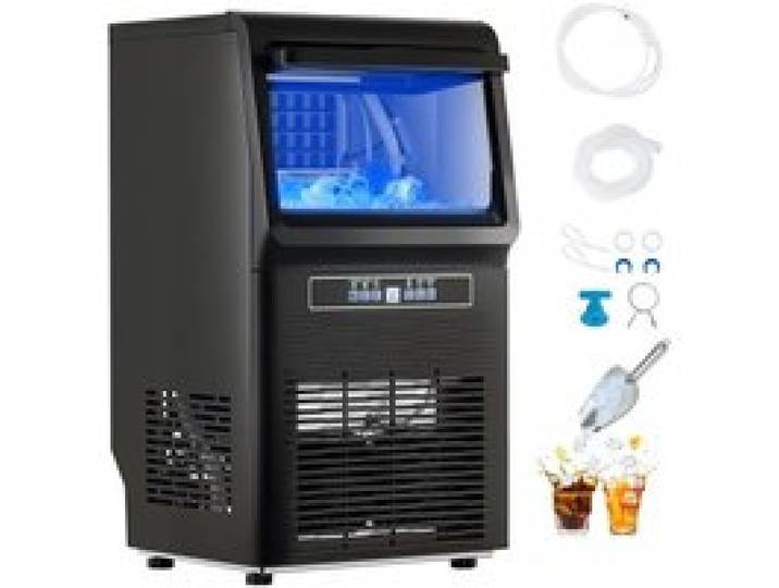 VEVOR Machine à Glaçons Autonome, Capacité de Production 36,3 kg/24 h et Capacité de Stockage de 5,4 kg, 36 Glaçons en 15 Minutes, Affichage Numérique LED et Fonction Autonettoyante, pour Bar, Bureau