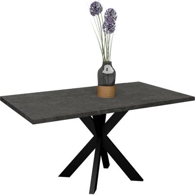 Esstisch MÄUSBACHER "Big System Metall", grau (schwarz feinstruktur, graphit, schwarz feinstruktur, graphit), B:160cm H:78cm T:90cm, Tische, Esstisch, Metallgestell in Stern-Form