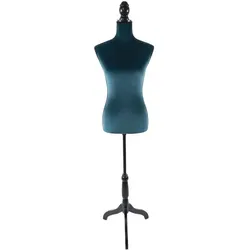 Relaxdays Weibliche Schneiderpuppe 36/38 Samt Schwarz,Türkis