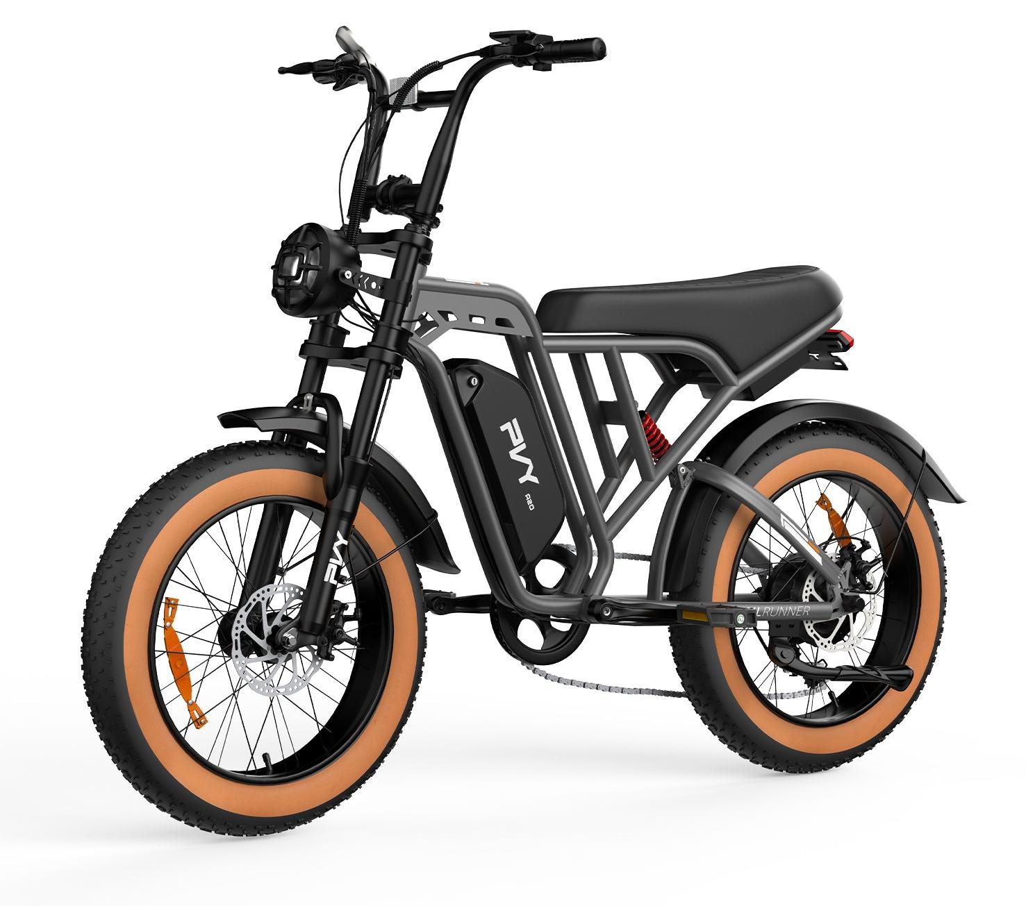 E-Bike Fatbike 48V 20Ah Akku 80km Reichweite 20x4.0 Zoll Grau