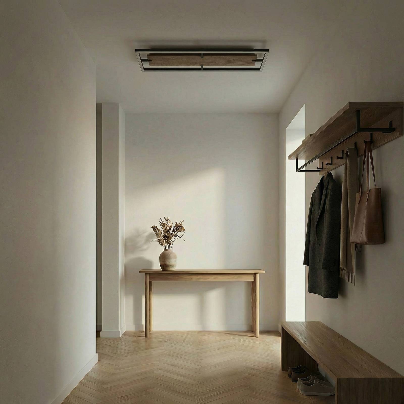Deckenlampe Vectra Lucande, dimmbar, Holz dunkel, für Wohn- / Esszimmer, Kunststoff, Modern, Deckenlampe