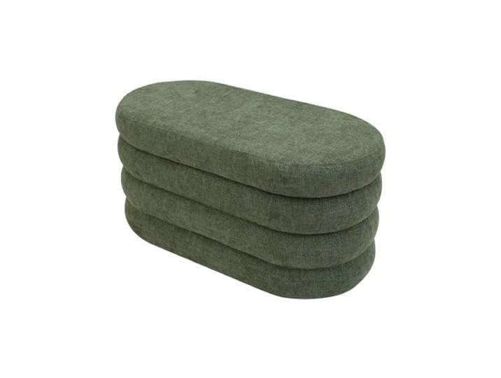 Rebecca Mobili Aufbewahrungsbank Pouf, Langer Ovaler Pouf, Dunkelgrün, Polyesterstoff MDF, Gepolstert, mit Deckel - Maße HxBxT: 38 x 76 x 38 cm - Art. RE7056