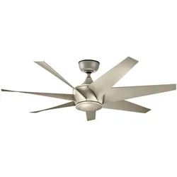 Elstead Lighting Lehr II leiser Deckenventilator Ø137cm DC-Motor IP44 Aussenbereich + Fernbedienung, Ventilator, Silber