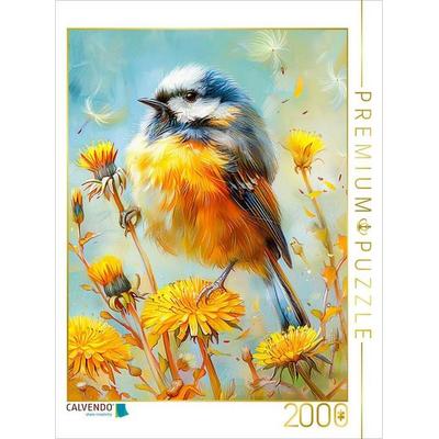 CALVENDO Puzzle Einheimischer Singvogel Eurasische Blaumeise Malerei | 2000 Teile Lege-Größe 90x67cm Foto-Puzzle für glückliche Stunden
