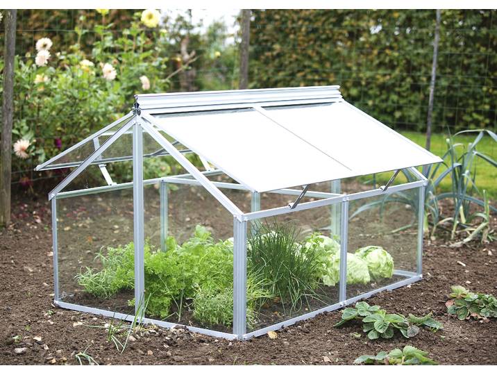 Frühbeet VITAVIA Gaia Jumbo , silber (silberfarben), B:83,1cm H:71,9cm T:119,3cm, Pflanzgefäße, Frühbeet, BxTxH: 83x119x72 cm, ESG