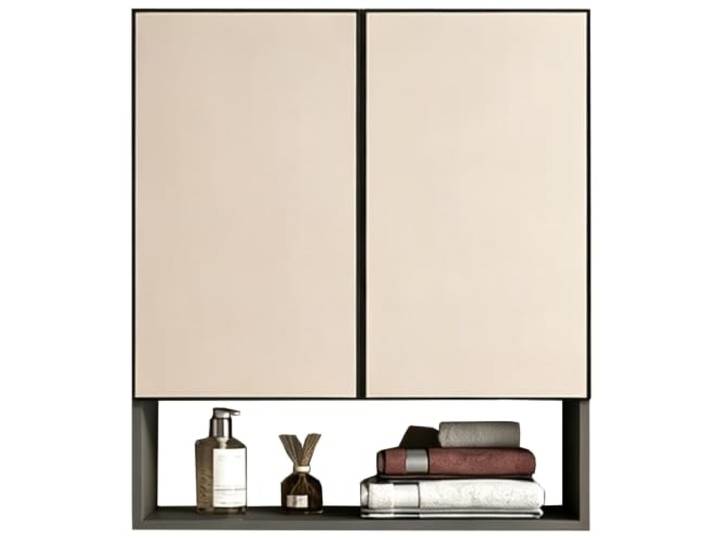 LYUCAYHQ Hängeschrank Küche mit Offenem Regal, Badezimmerschrank Hängend Aluminiumlegierung Material, für Bad, Waschküche, Schlafzimmer(70x22x80cm/28x9x31in)