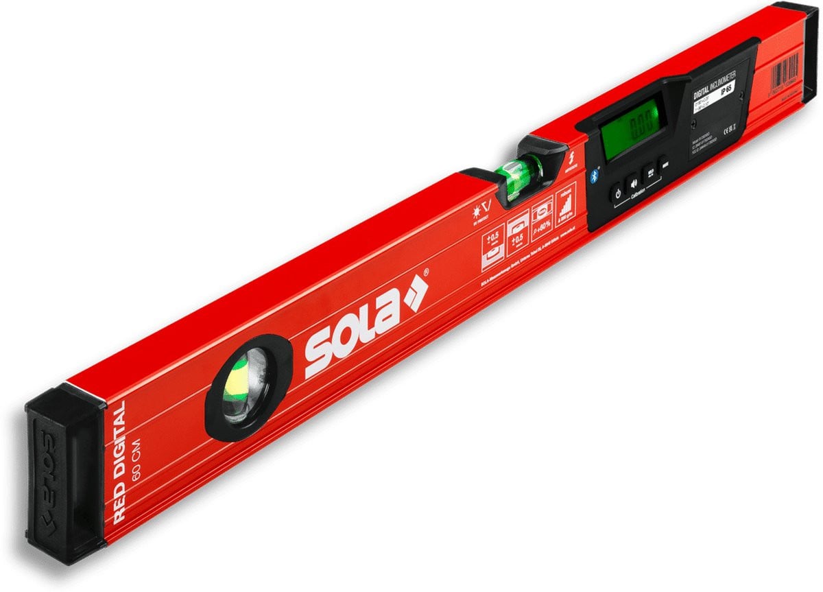 SOLA RED 120 Digital Waterpas met Bluetooth, Rood, Breedte: 120 cm