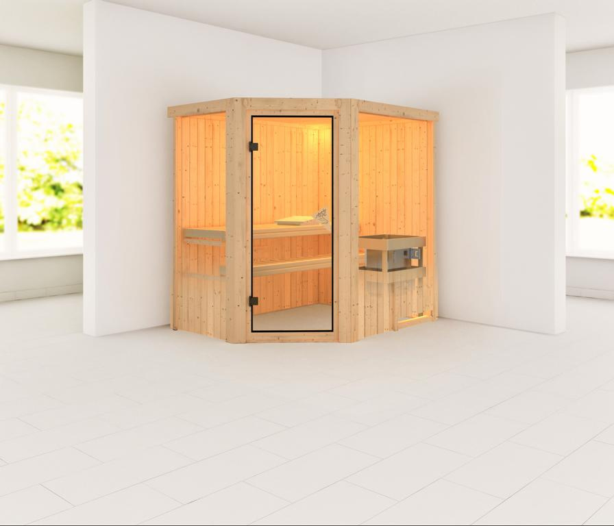 KARIBUHOLZT Sauna Carin Eck,9KW integr. Strg bronz.GGT 08288362