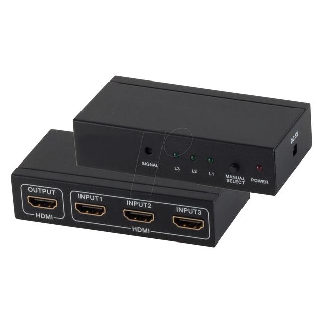 Shiverpeaks -PROFESSIONAL--HDMI Switch, 3x IN 1x OUT, 4K2K, 3D, Metallgehäuse, VER1.4 (SP05-02003)